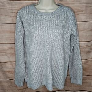 Forever 21 sweater chunky knit chenille crew neck long sleeve heather gray M